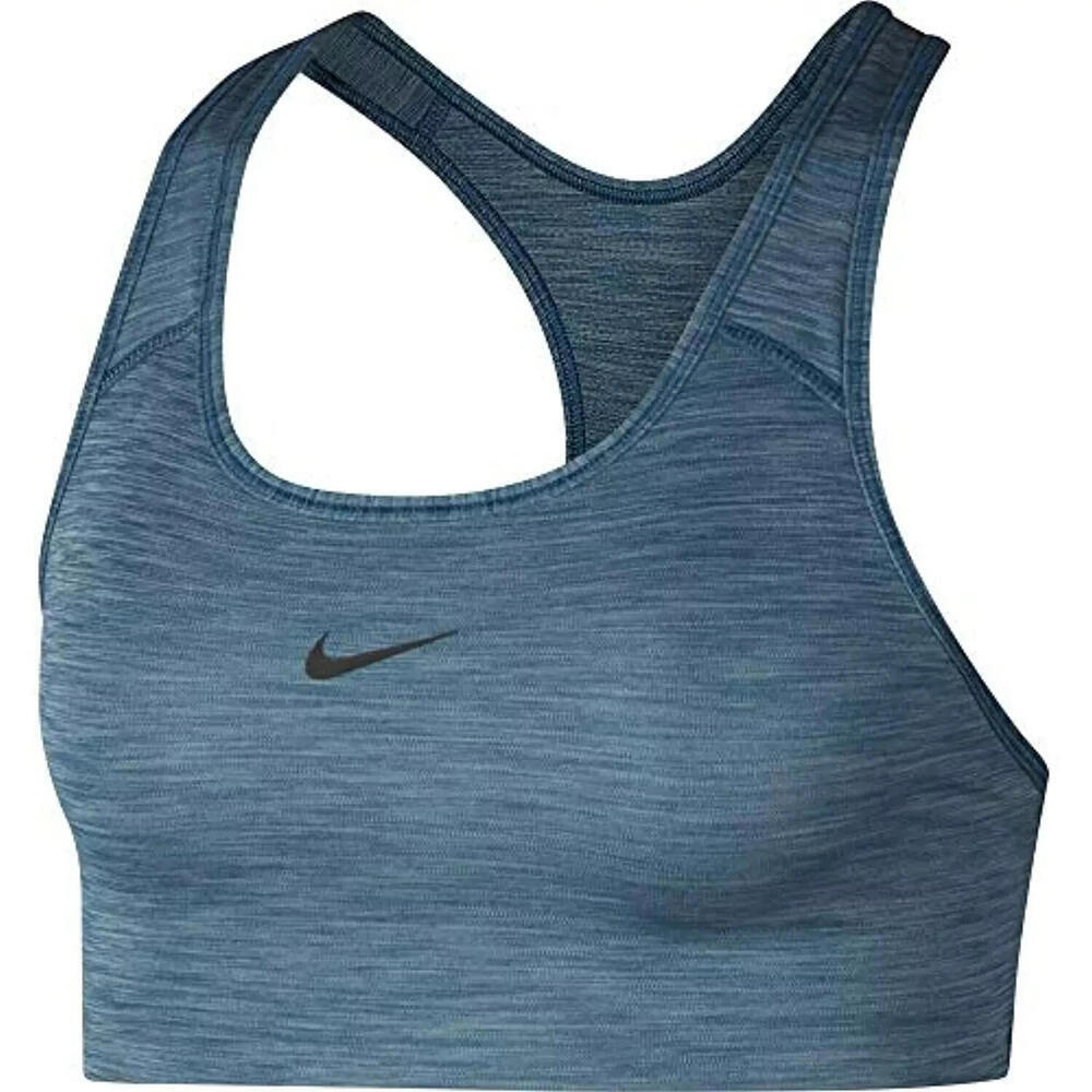 New Nike Women's Padded Swoosh Sports Bra, Color: Valerian Blue/Black, Size - XS - Picture 1 of 2